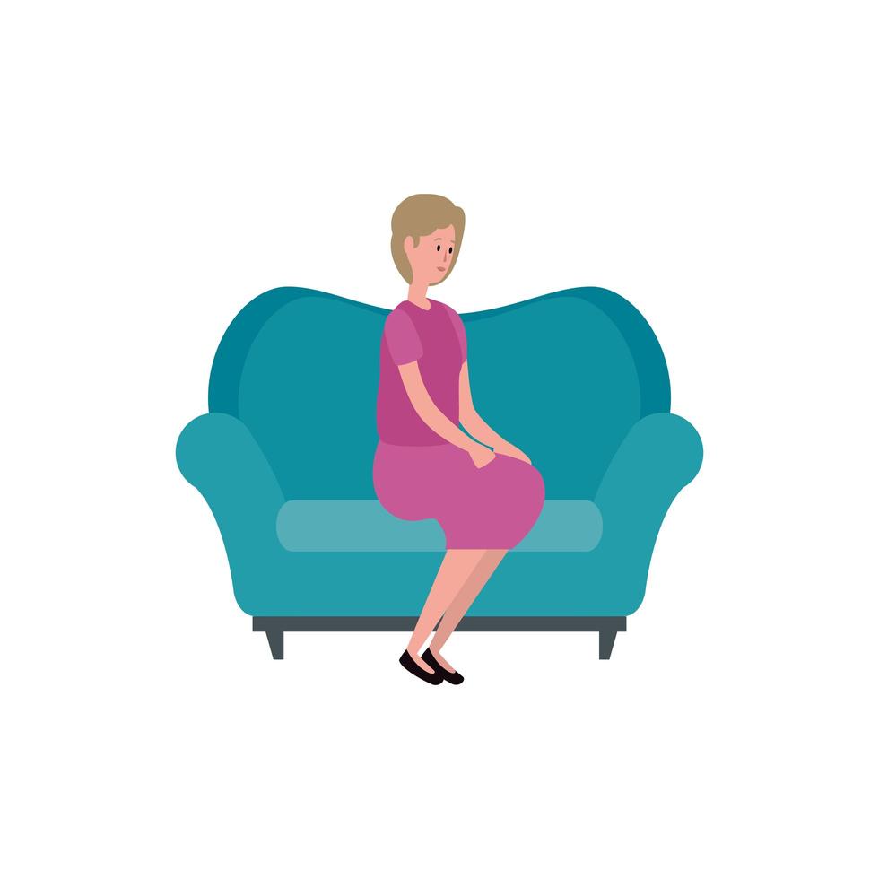 cute grandmother in the sofa character vector