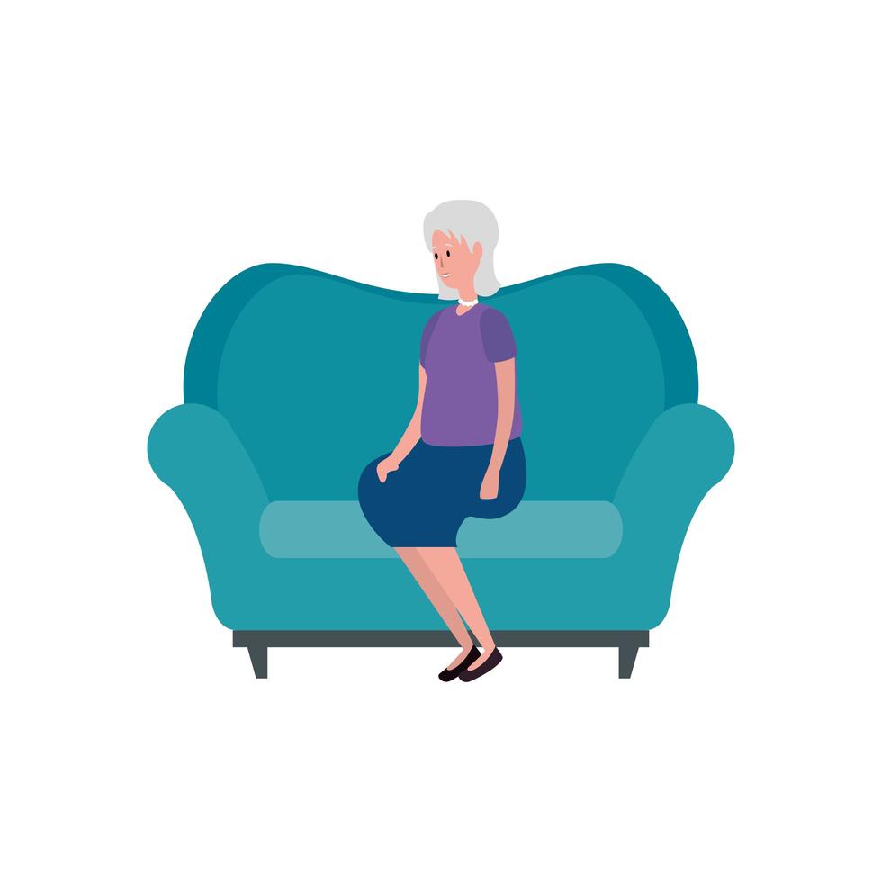 cute grandmother in the sofa character vector