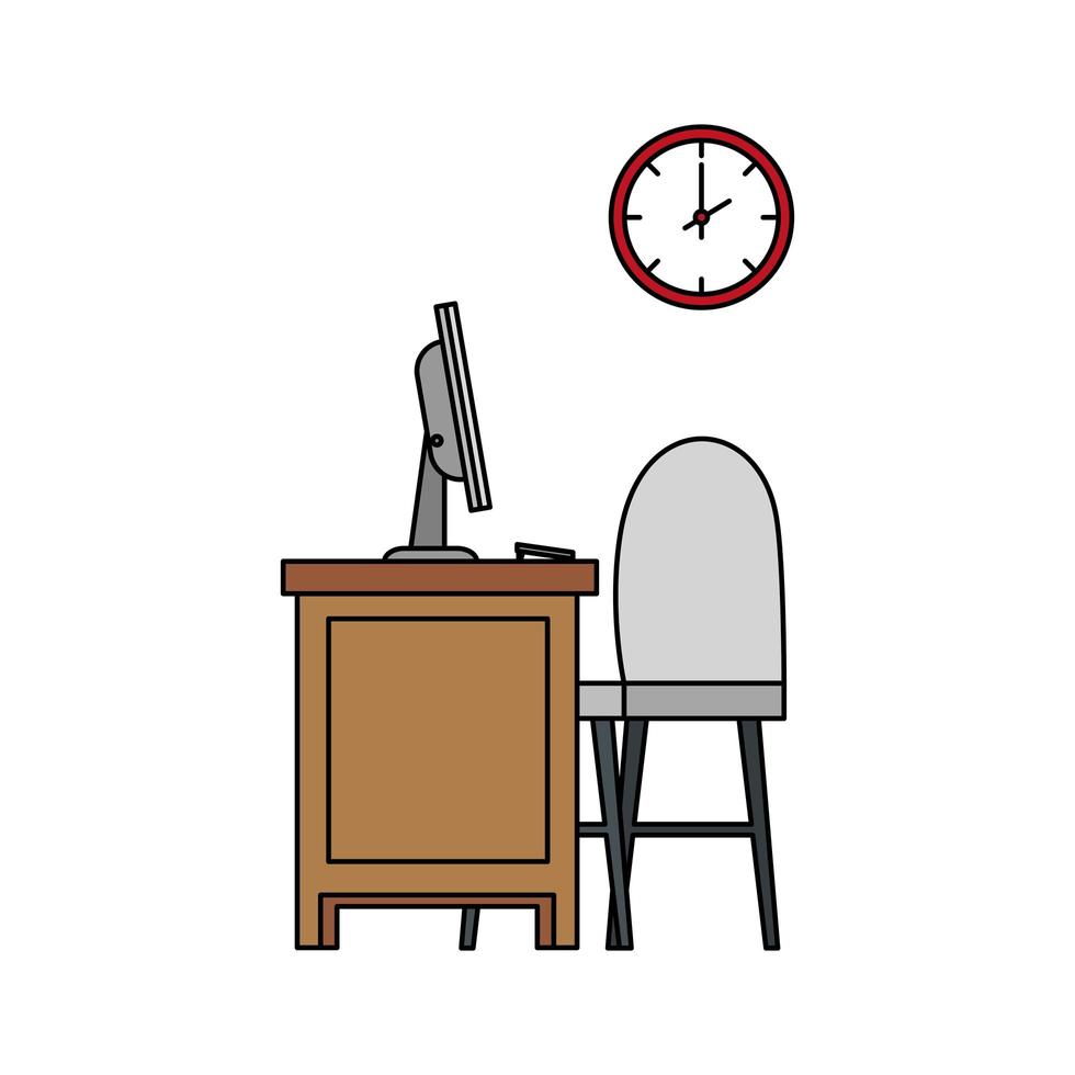 office work place scene with desktop vector