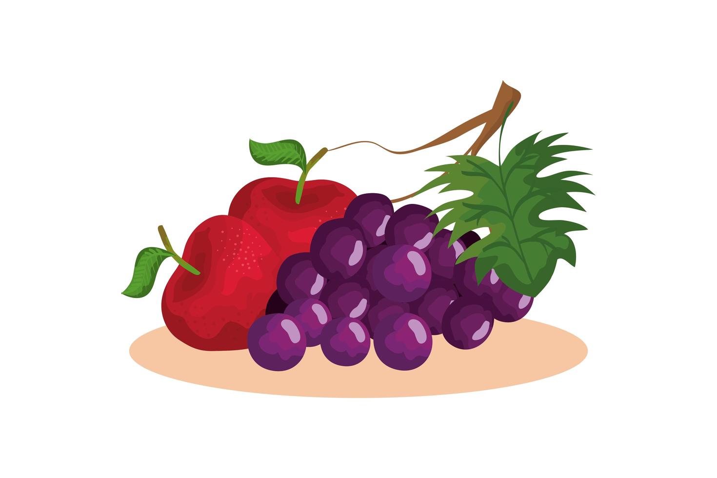 Plato aislado con diseño de vector de frutas