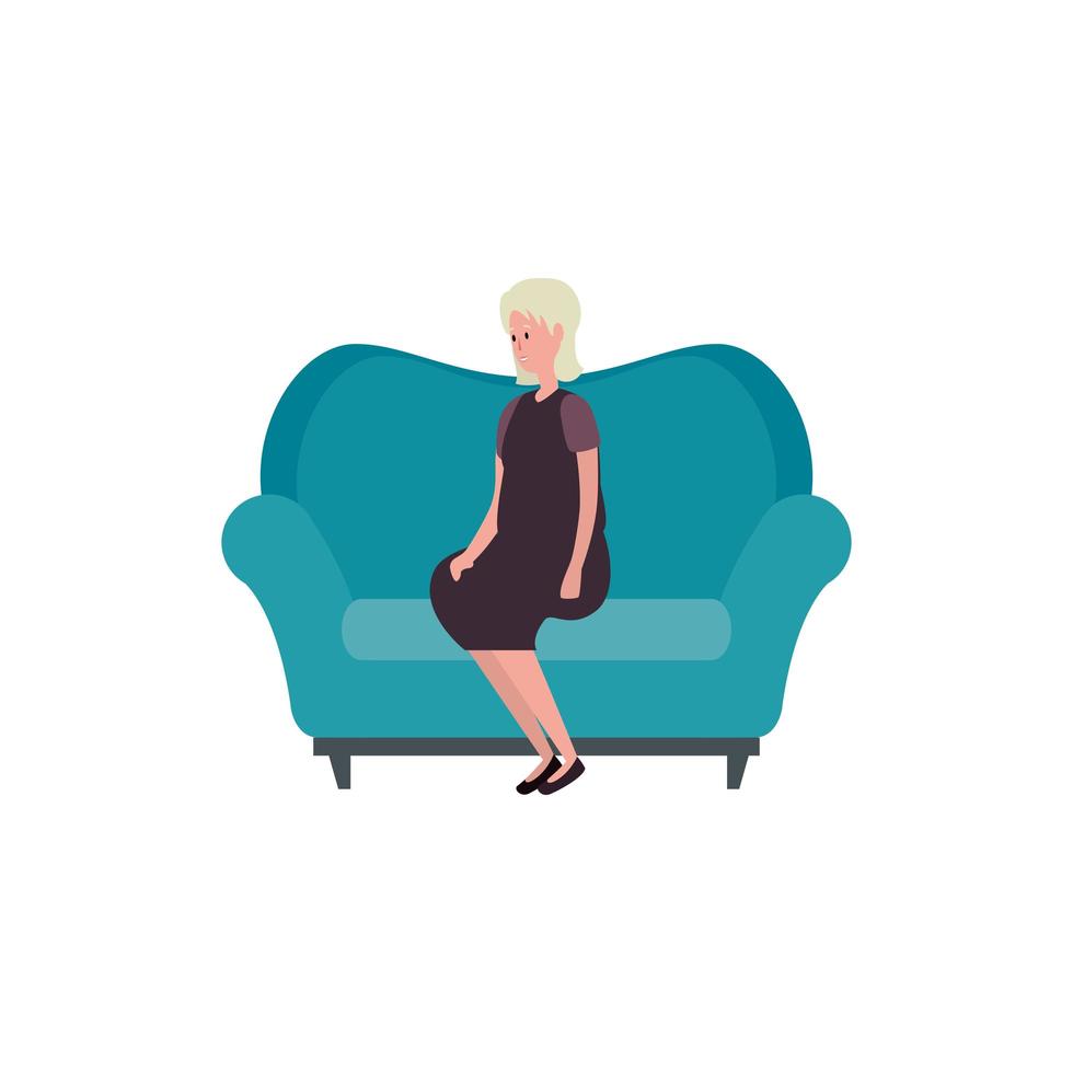 cute grandmother in the sofa character vector