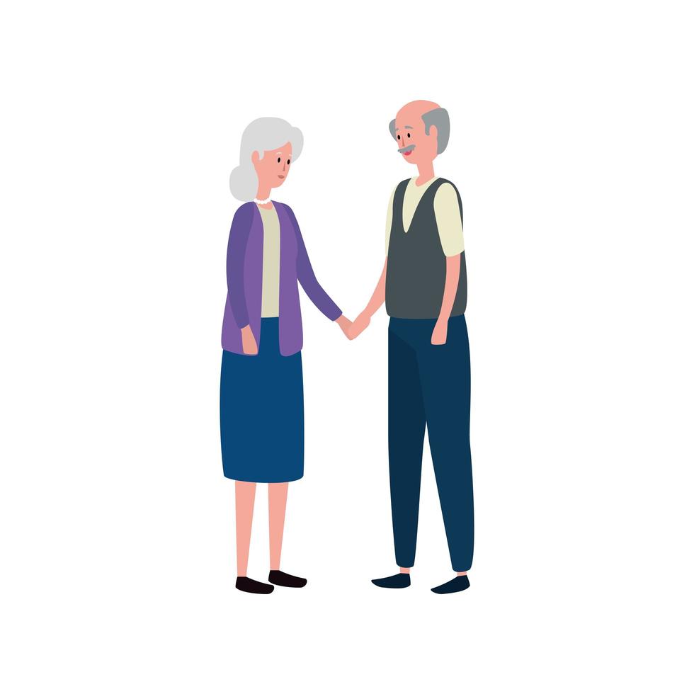 cute grandparents couple avatars characters vector