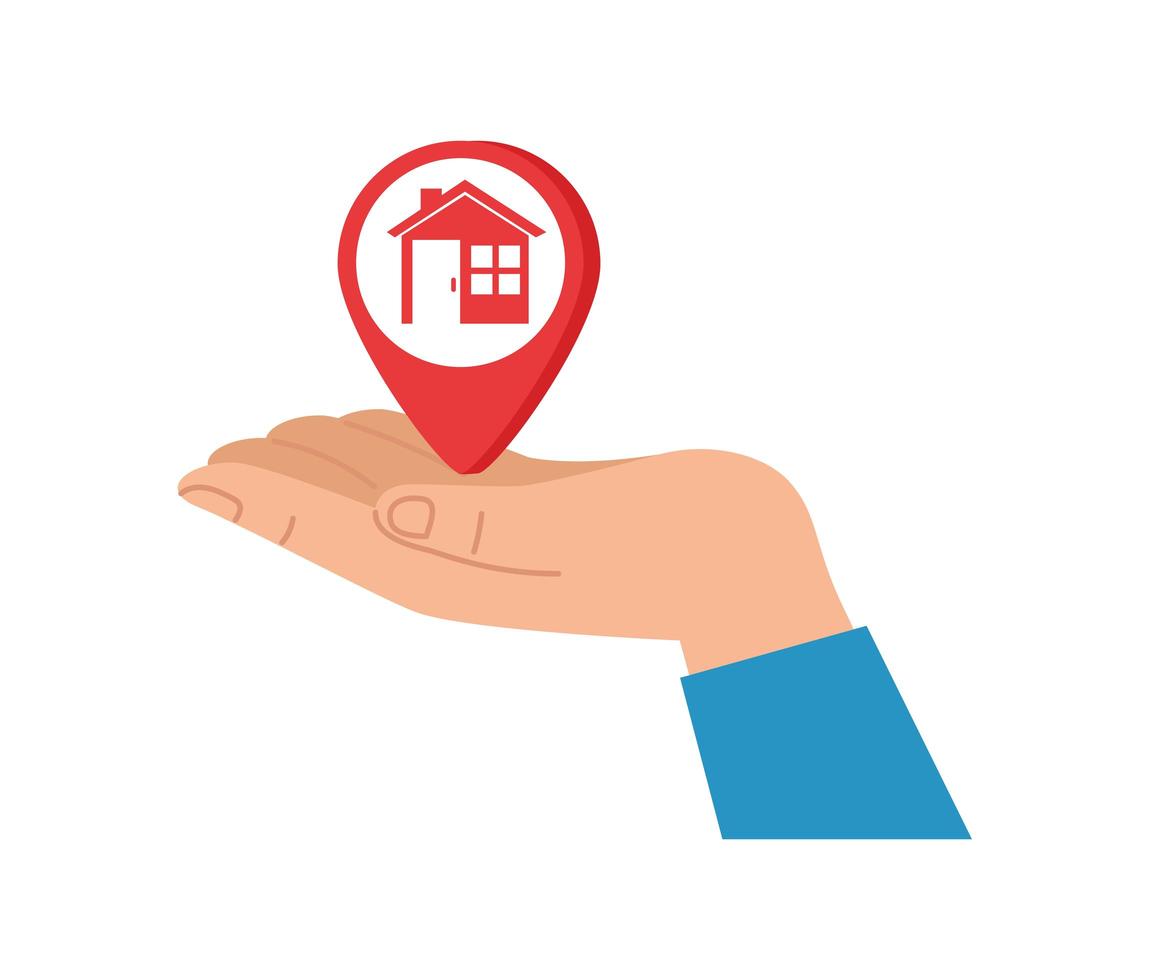 house in gps mark on hand vector