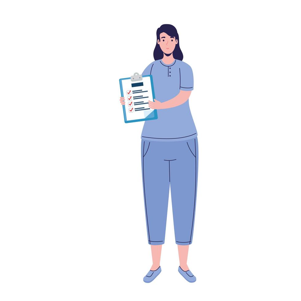 woman doctor with medical history vector