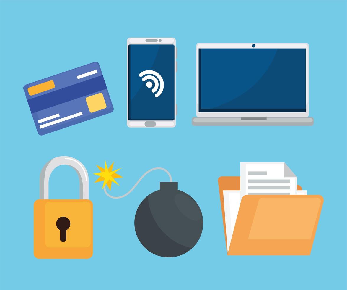 Cyber security icon collection vector