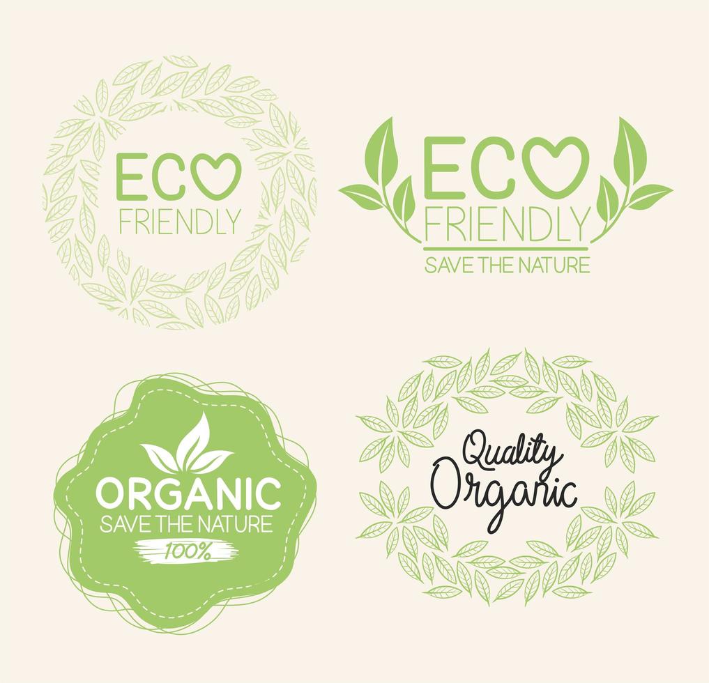 Organic natural labels symbol set vector