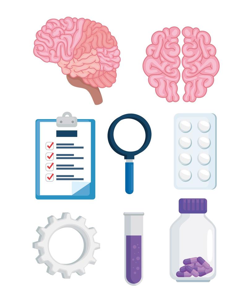 neurology icon set vector