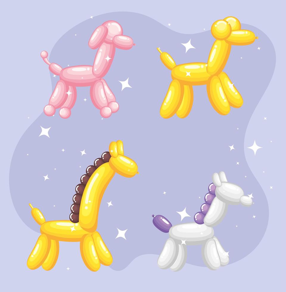 animals balloons symbol collection vector