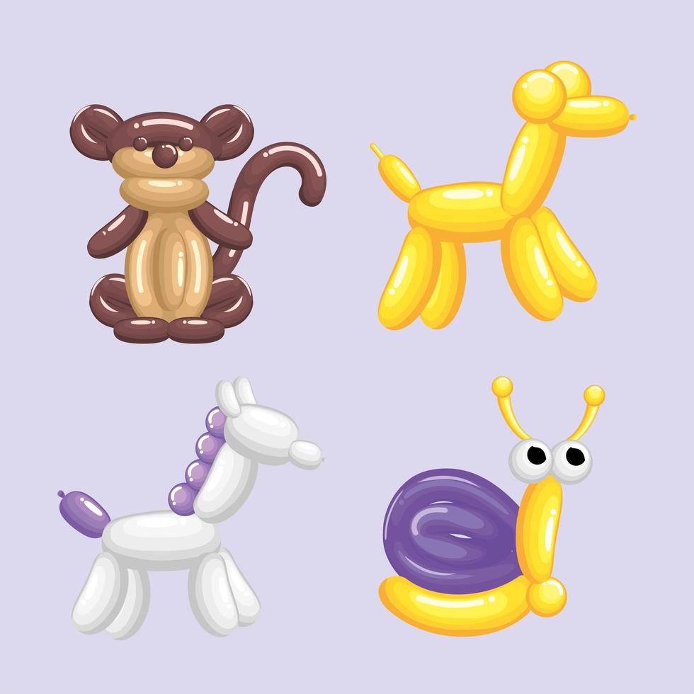 conjunto de símbolo de globos de animales vector