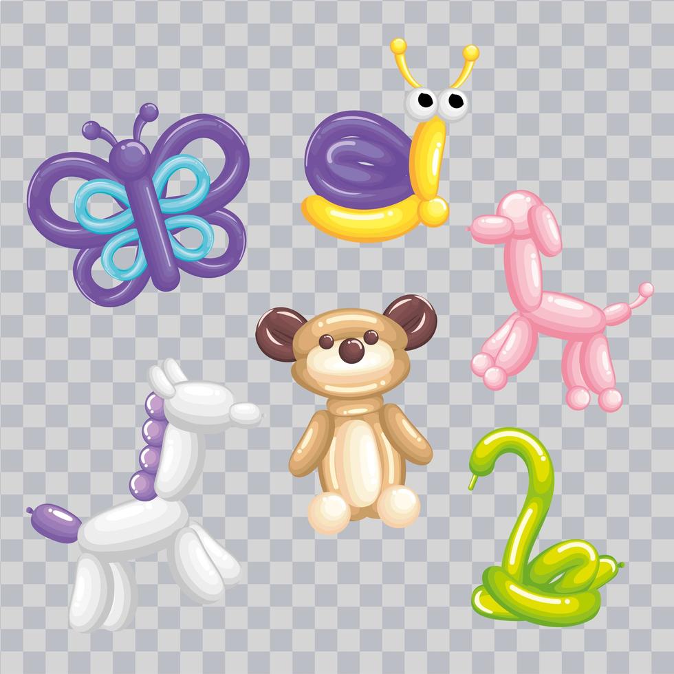 animals balloons icon group vector