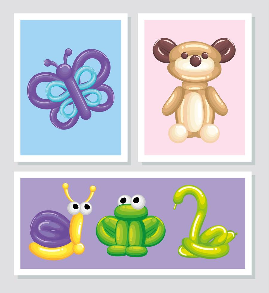 animals balloons banners set vector