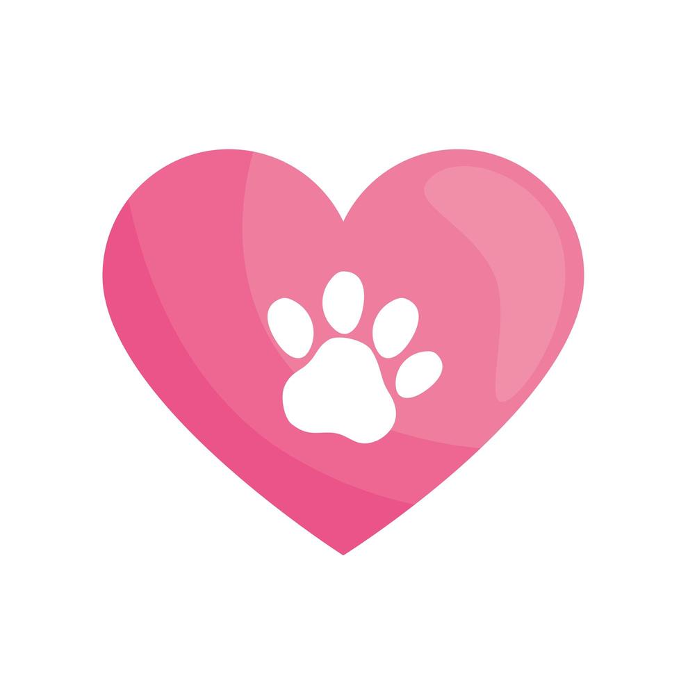 Cute pink dog print inside heart vector