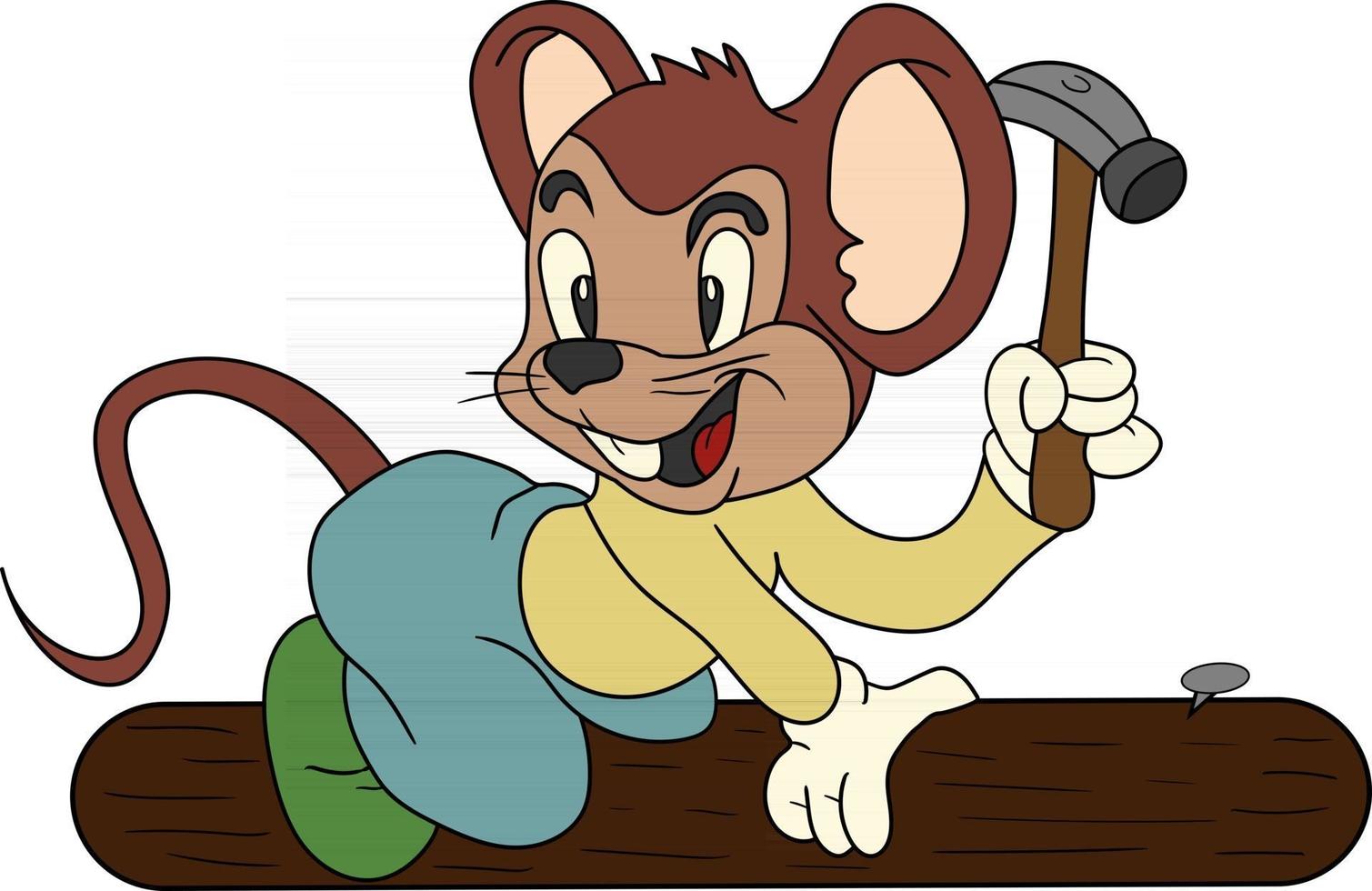 cute cartoon carpenter mouse vector