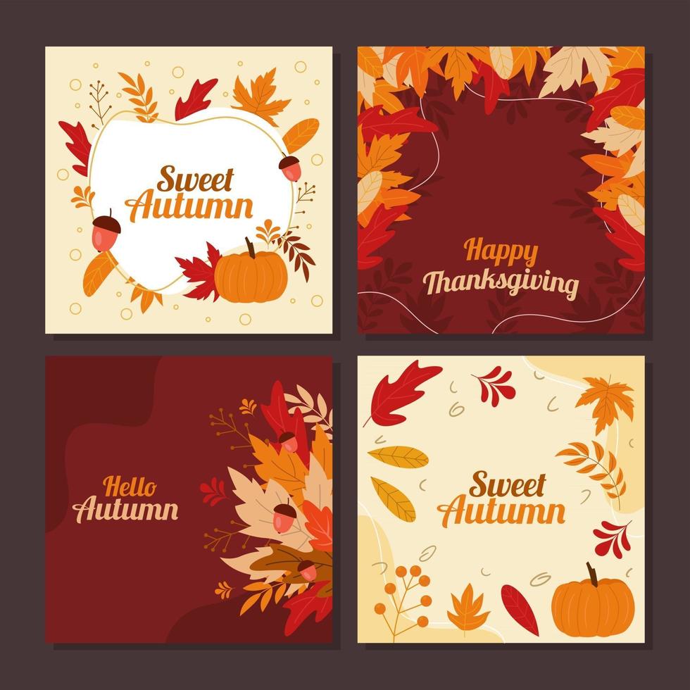 tarjeta de felicitación colección otoño vector