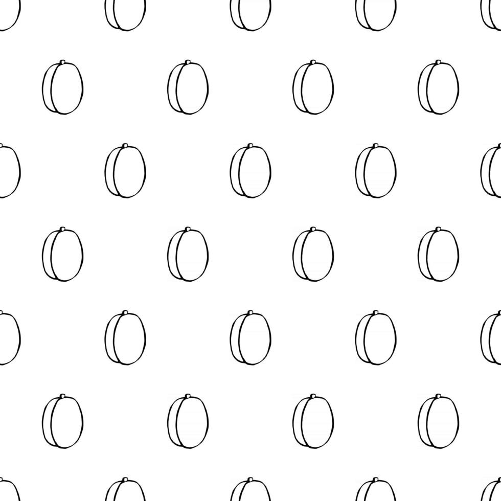 Seamless pattern with hand drawn fruits elements apricot peach. Vegetarian wallpaper. For design packaging, textile, background, design postcards and posters. vector