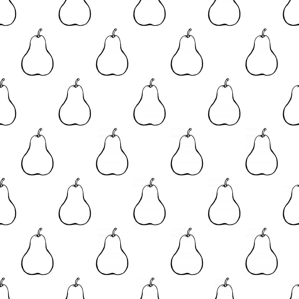 Seamless pattern with hand drawn fruits elements pear. Vegetarian wallpaper. For design packaging, textile, background, design postcards and posters. vector