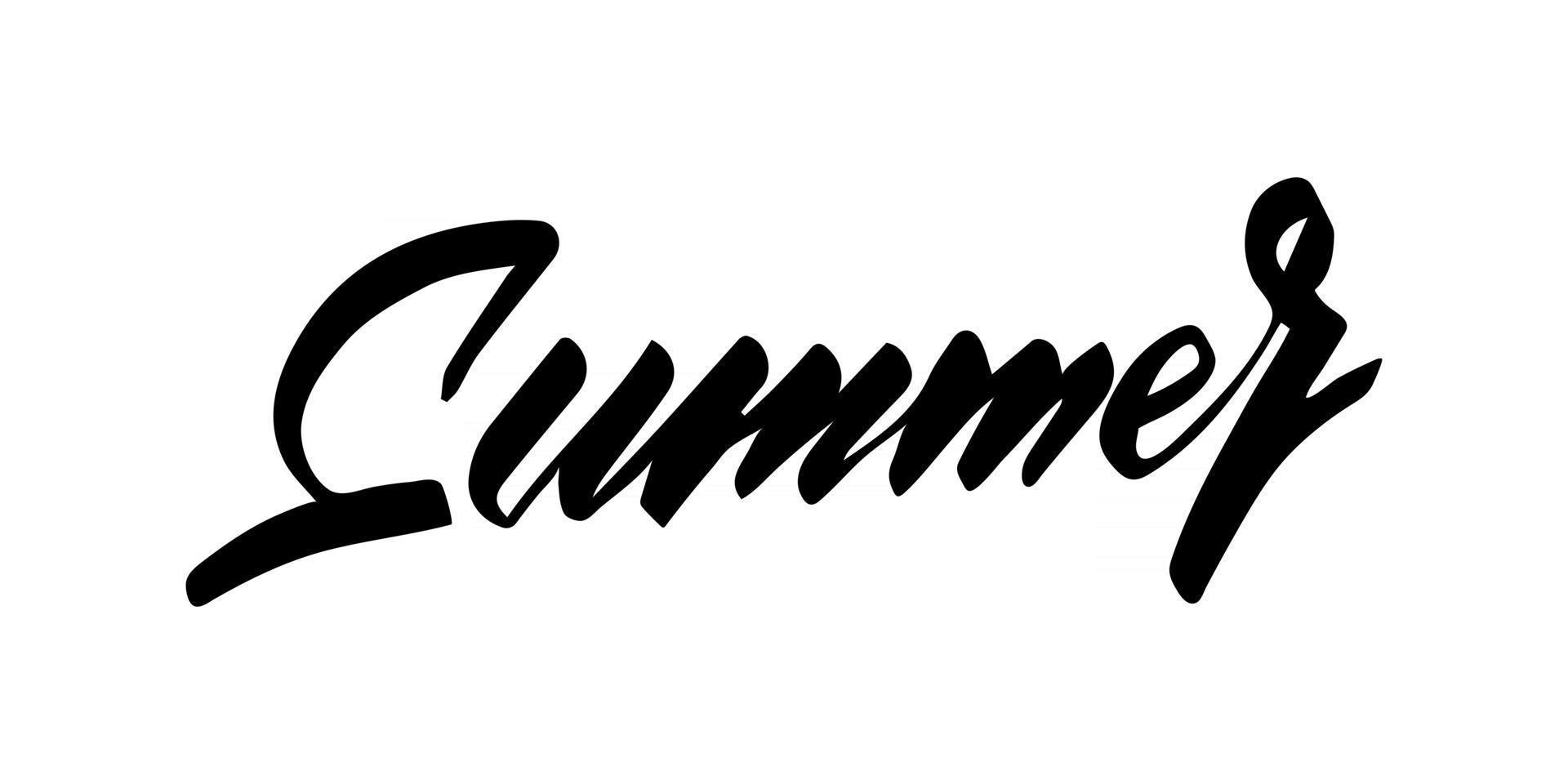 Script hand lettering summer isolated on white background. Vector illustration for print, poster, banner, t-shirt