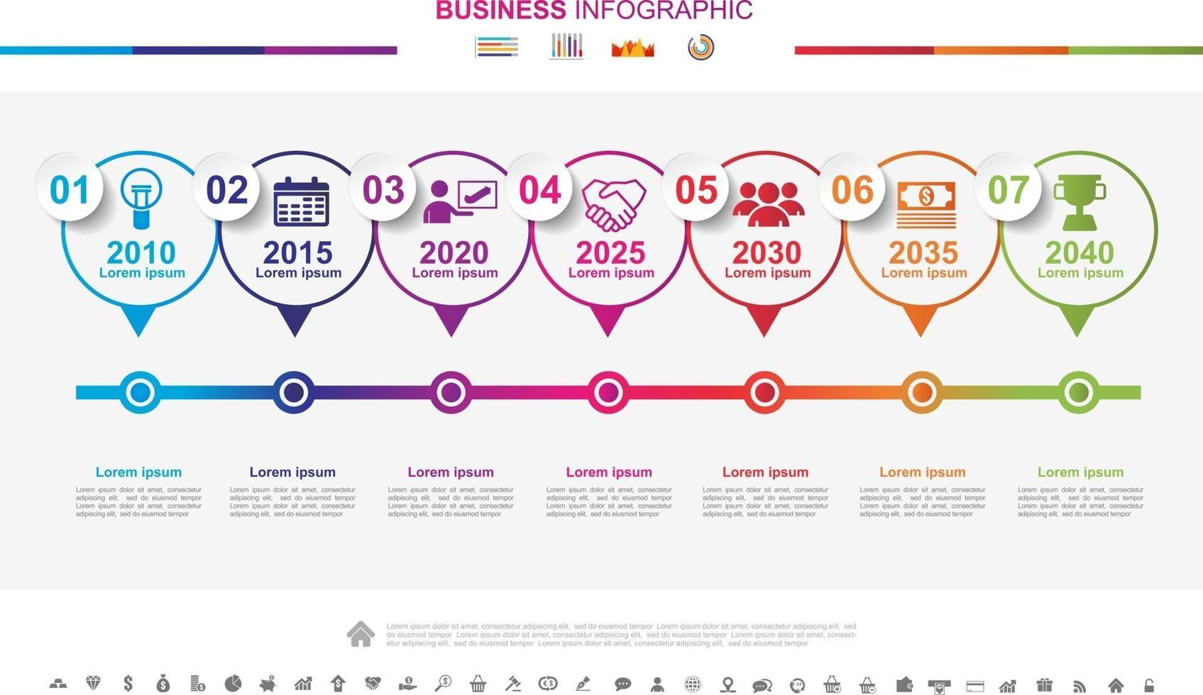 Timeline infographics business success concept with graph. No3 vector