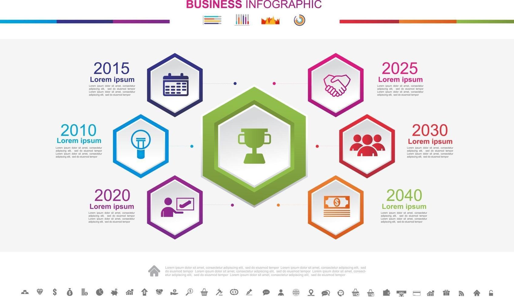 concepto de éxito empresarial de infografías de línea de tiempo con gráfico. no10 vector