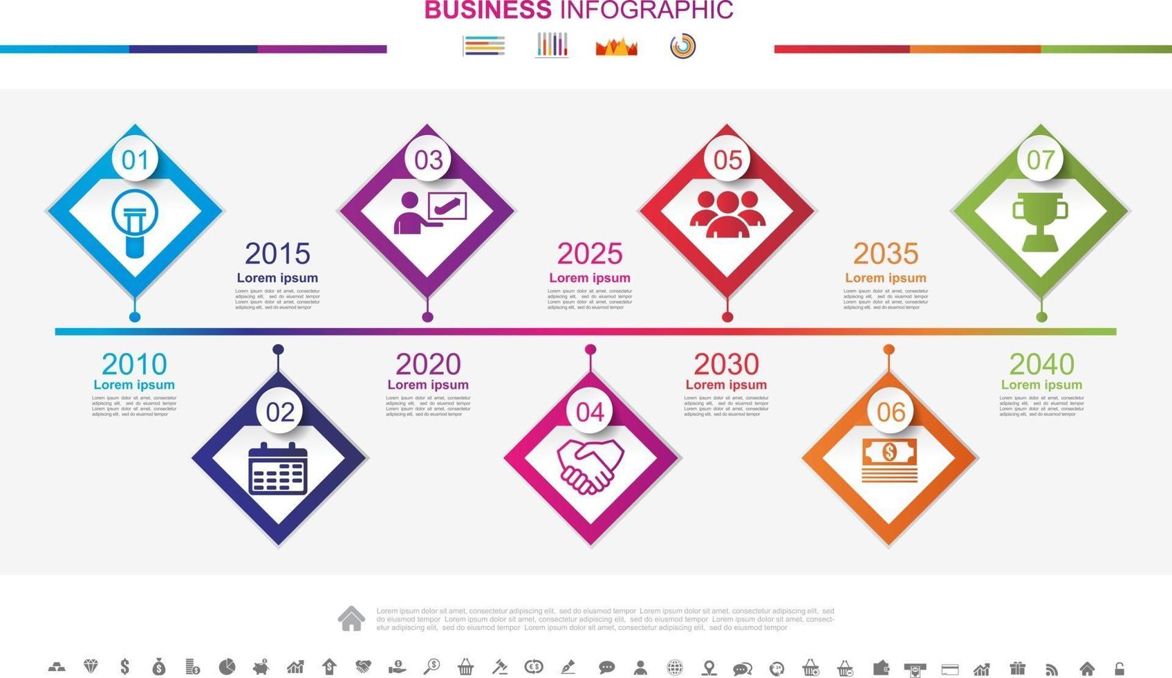 Timeline infographics business success concept with graph. No6 vector