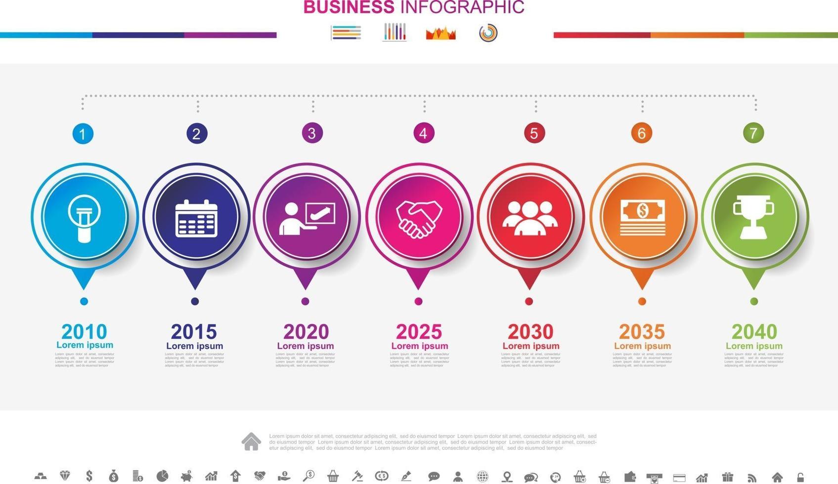 Timeline infographics business success concept with graph. No2 vector