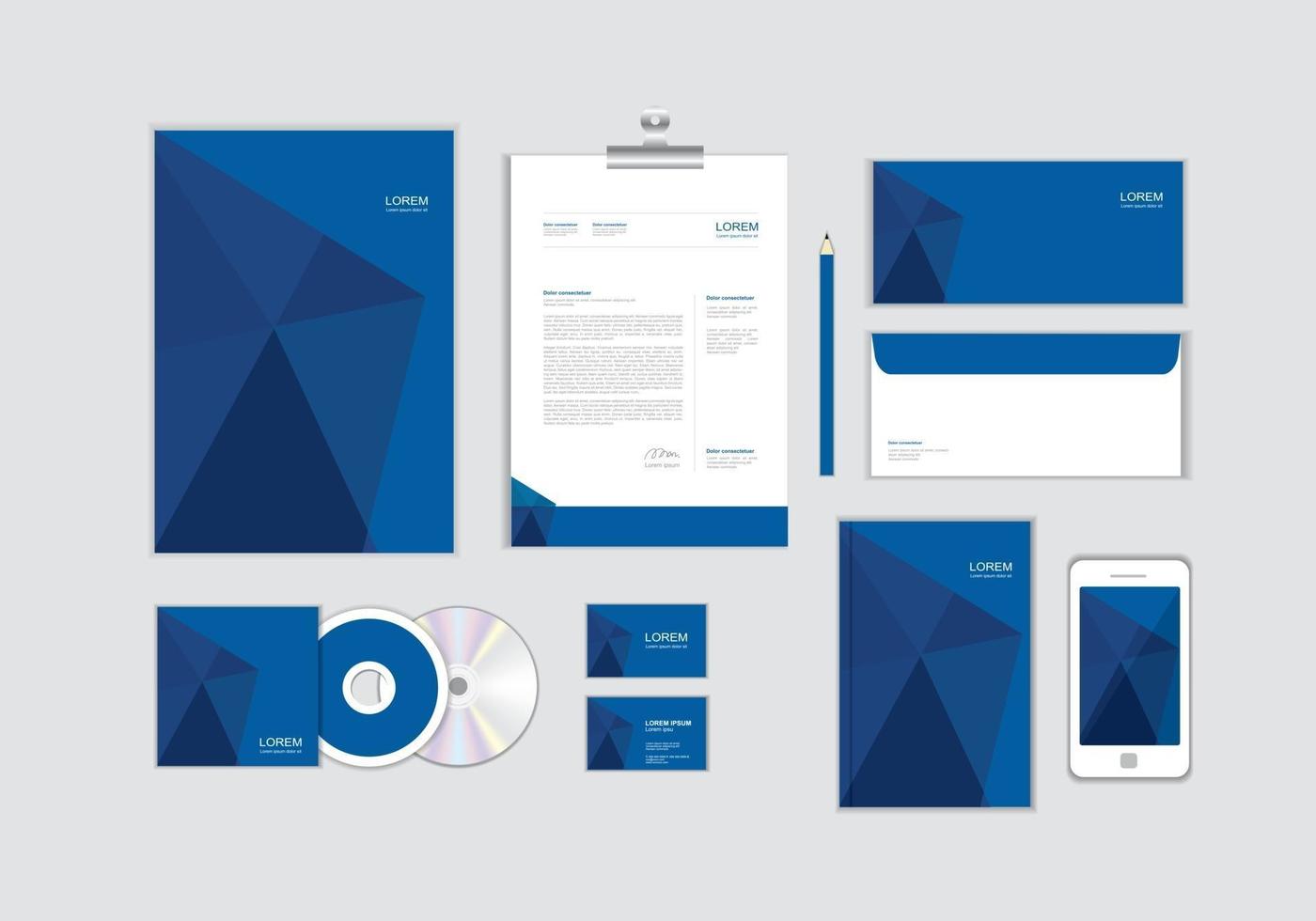 La plantilla de identidad corporativa para su empresa incluye portada de CD, tarjeta de visita, carpeta, sobre y diseños de membrete n. ° 10 vector