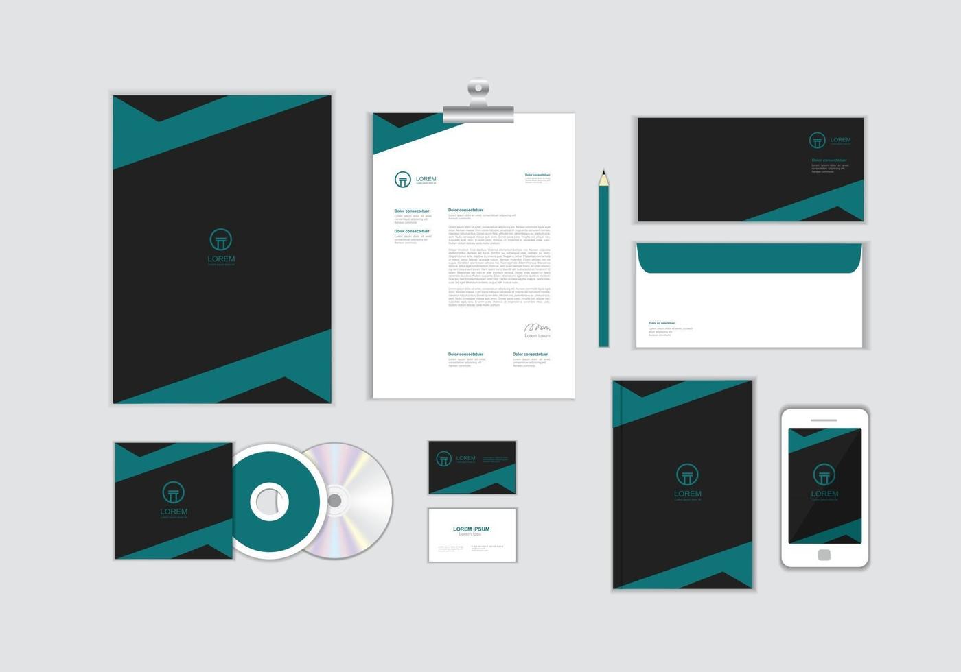 corporate identity template for your business includes CD Cover, Business Card, folder, Envelope and Letter Head Designs No.14 vector