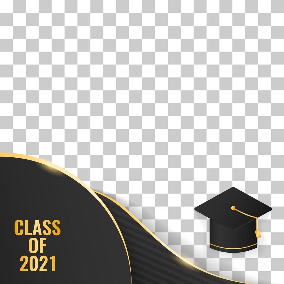 golden luxury class of 2021 graduation with cap vector illustration