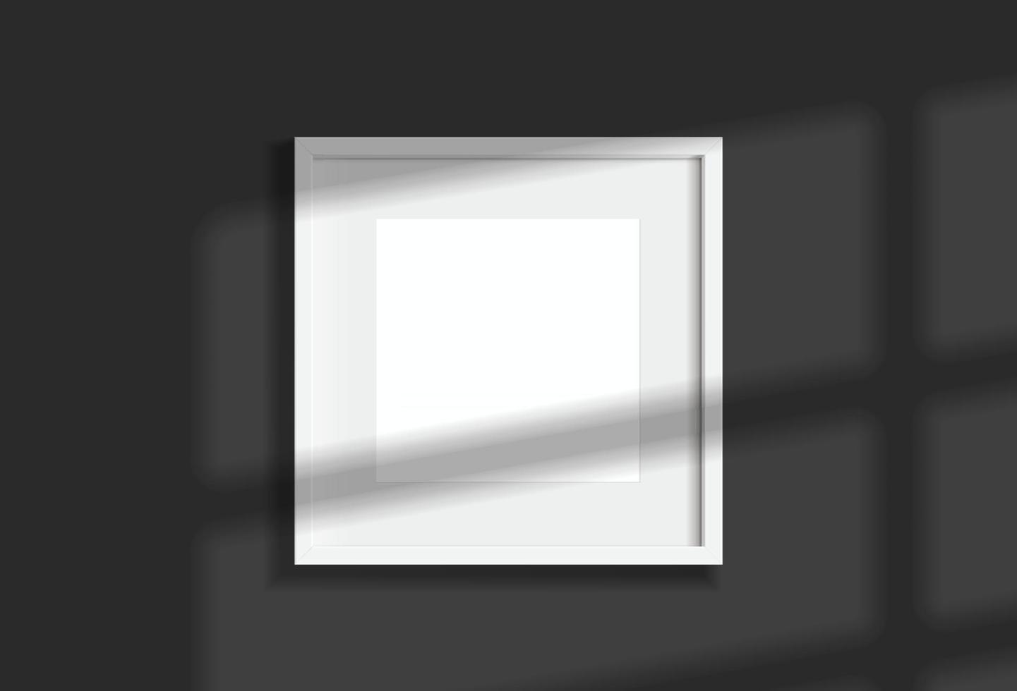 Minimal empty square black frame picture mock up hanging on white wall background vector