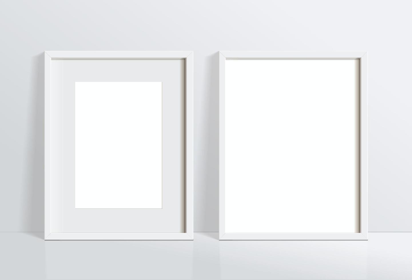 Minimal empty square black frame picture mock up hanging on white wall background vector