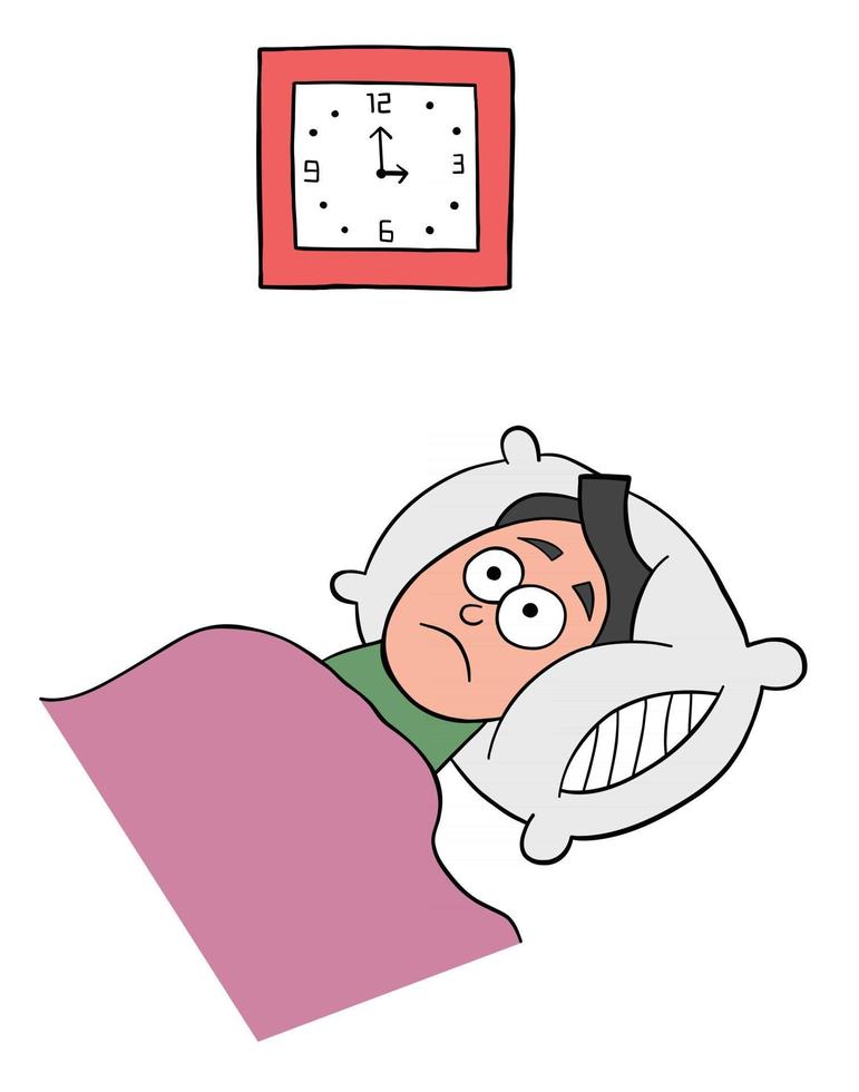 el hombre de dibujos animados no puede dormir y son las 3 am ilustración  vectorial 2695321 Vector en Vecteezy