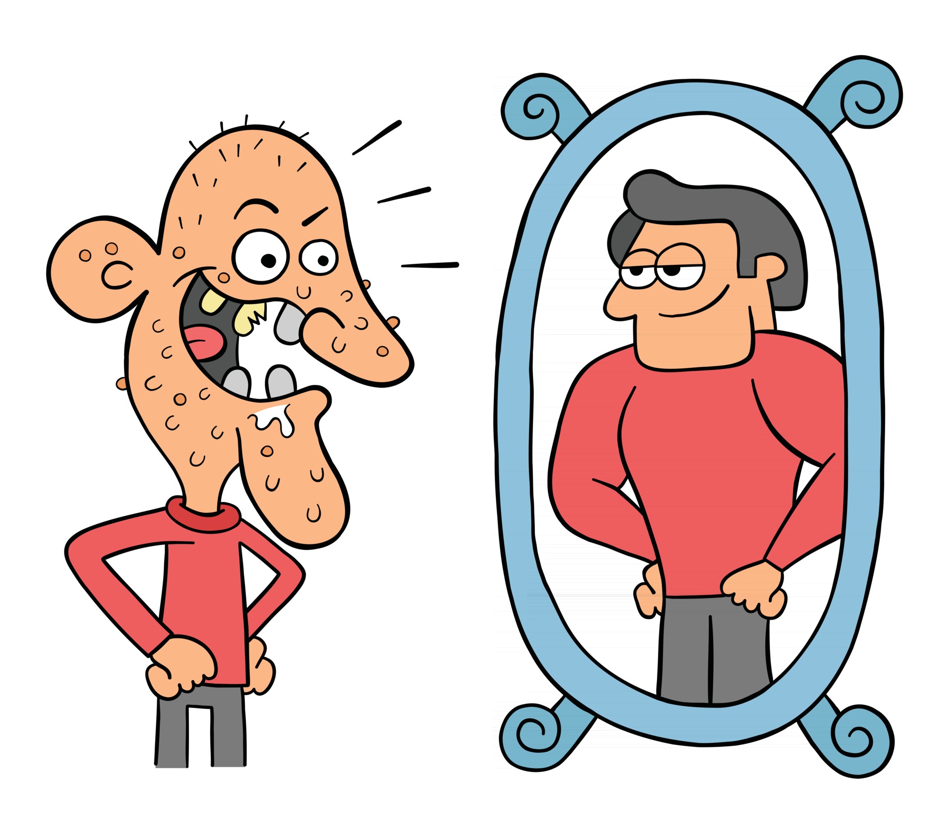 Cartoon Ugly Man Looks in the Mirror and Thinks He is So Handsome Vector  Illustration 2695355 Vector Art at Vecteezy