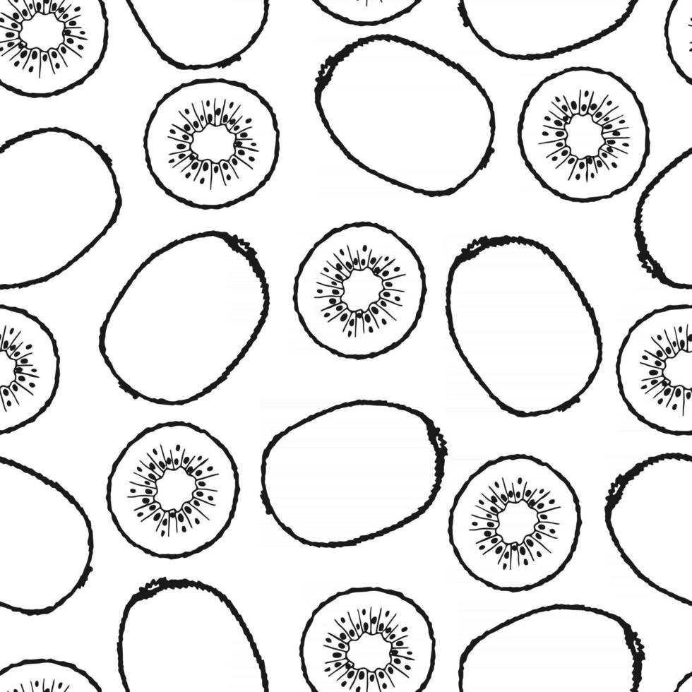 Seamless pattern with hand drawn fruits elements kiwi. Vegetarian wallpaper. For design packaging, textile, background, design postcards and posters. vector