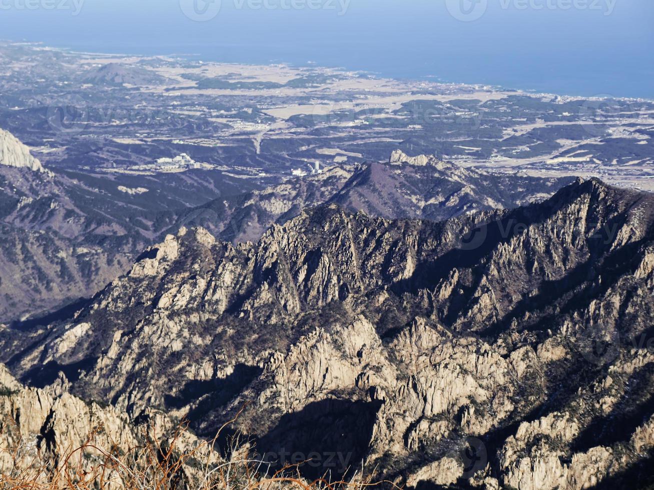 Great view to beautiful mountains from the most hight peak of Seoraksan National Park. South Korea photo