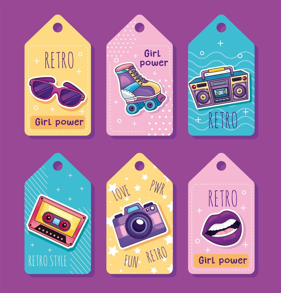 retro six patches vector