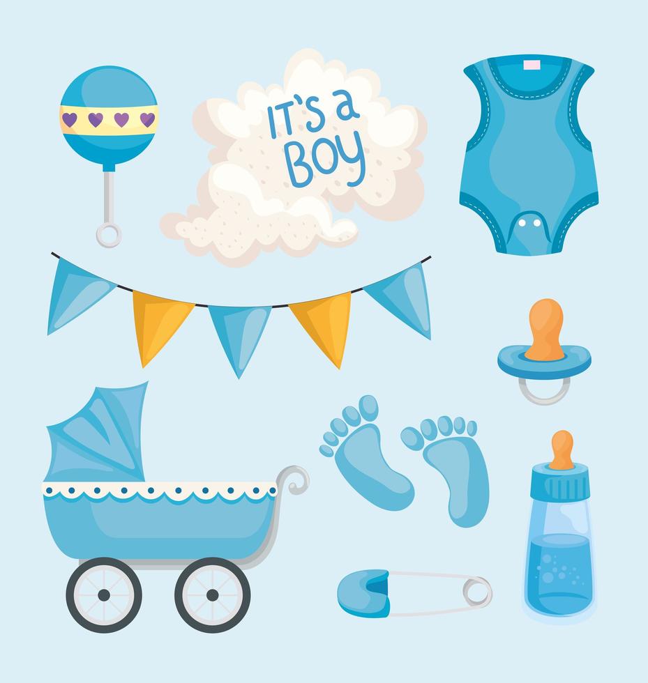 nine baby icons vector