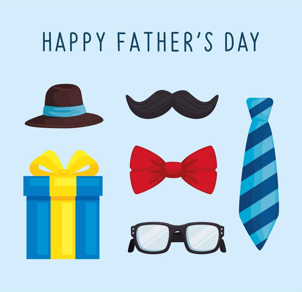six fathers day icons vector