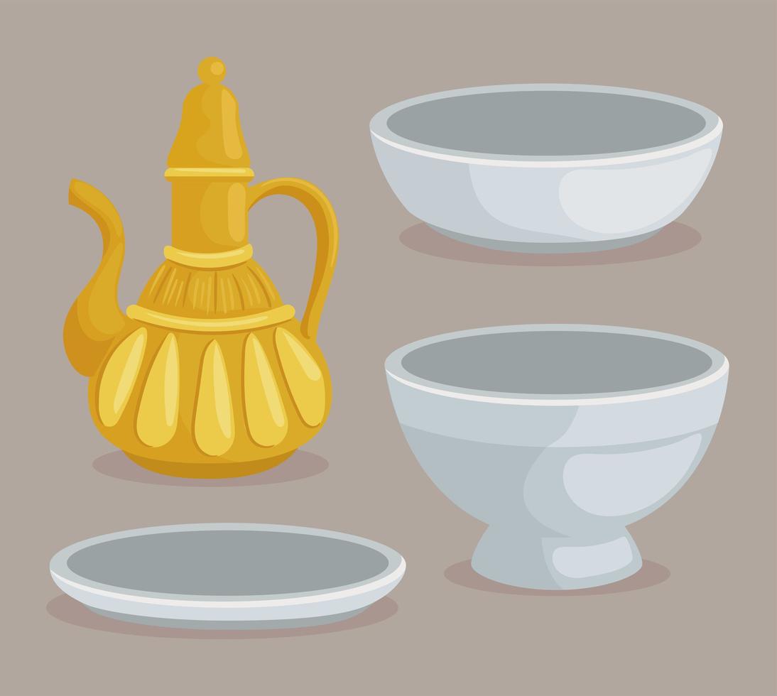 four arabic utensils vector