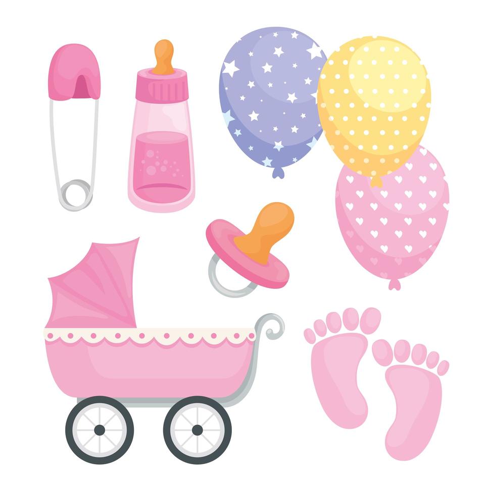 six baby icons vector