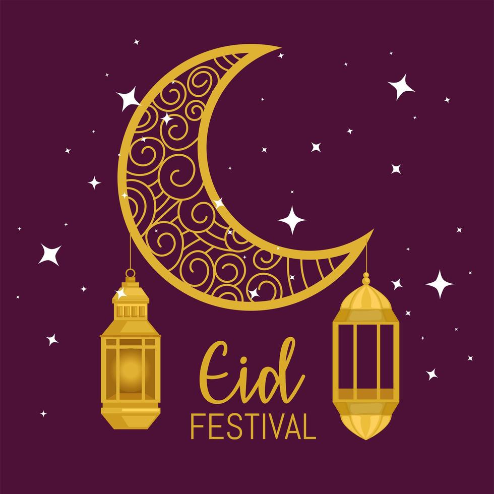 eid festival postcard vector