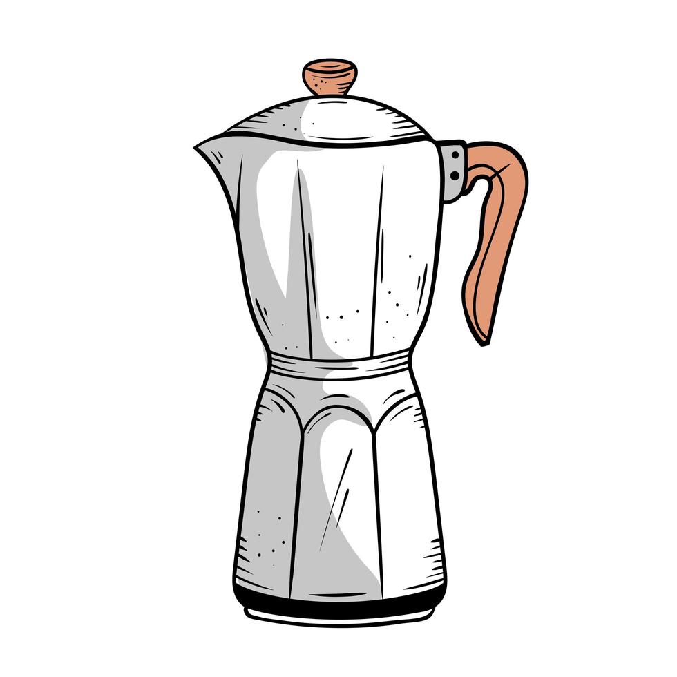 coffee kettle doodle vector