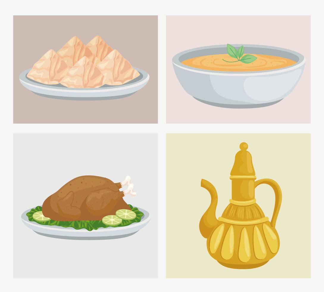 four arabic foods vector