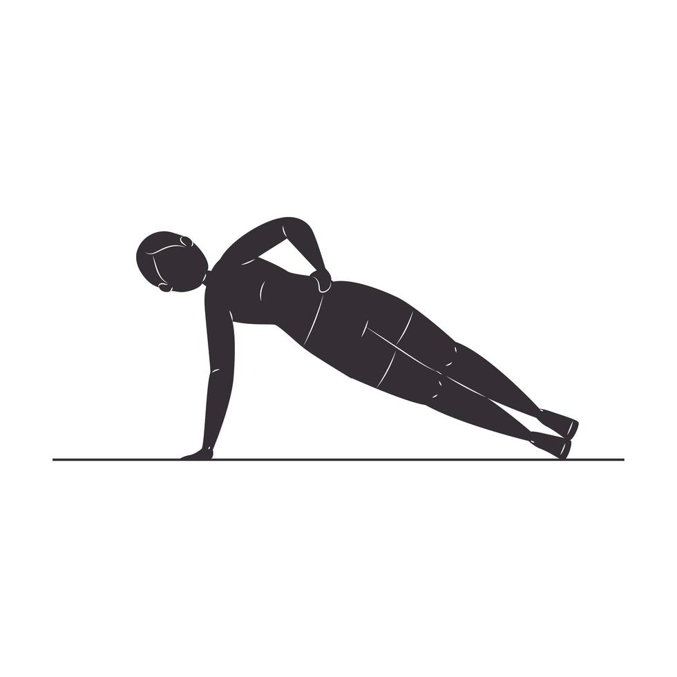 side plank silhouette vector