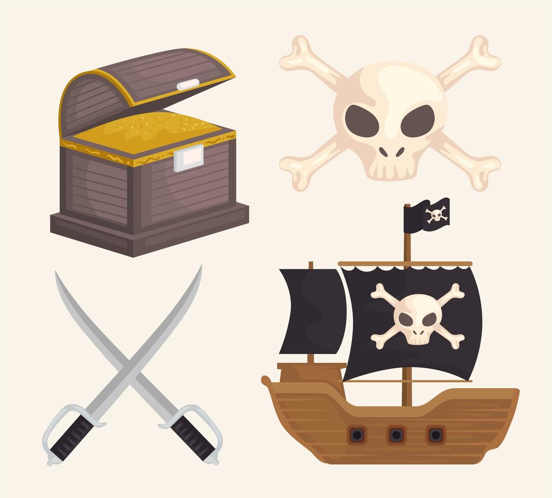 treasure pirates items vector