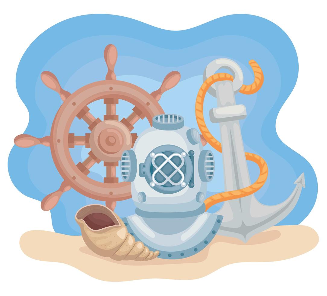 sea marine icons vector