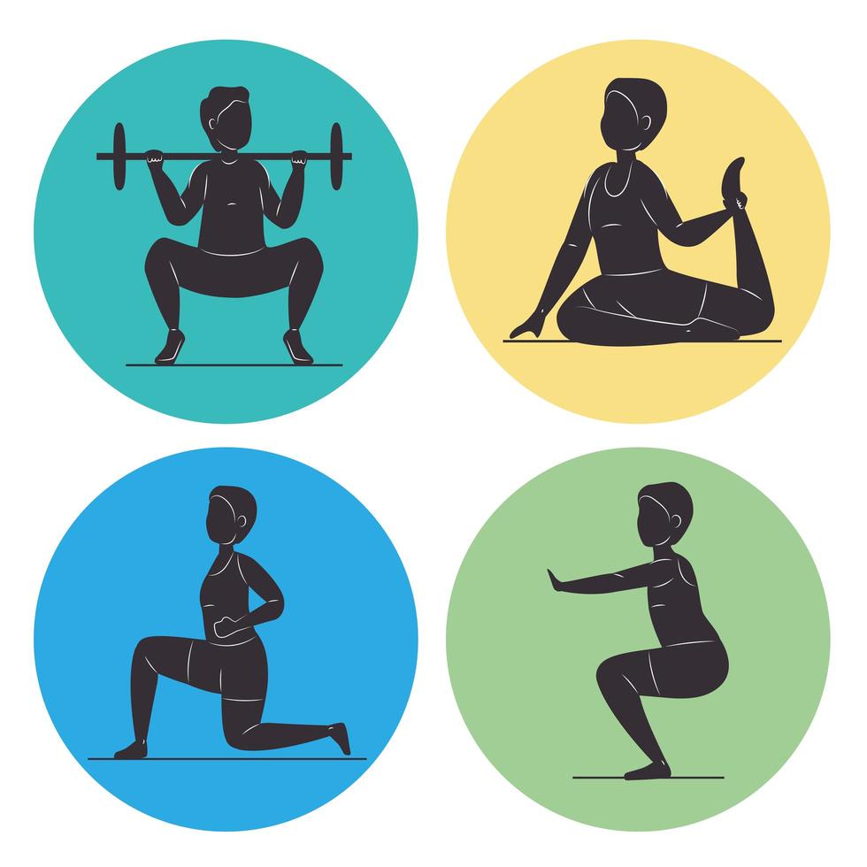 fitness four silhouettes vector