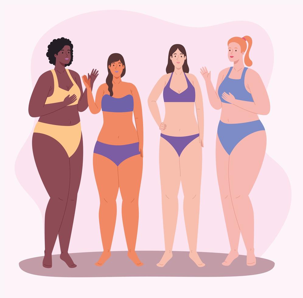 four girls characters vector