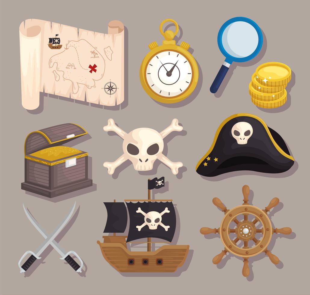 treasure pirates elements vector