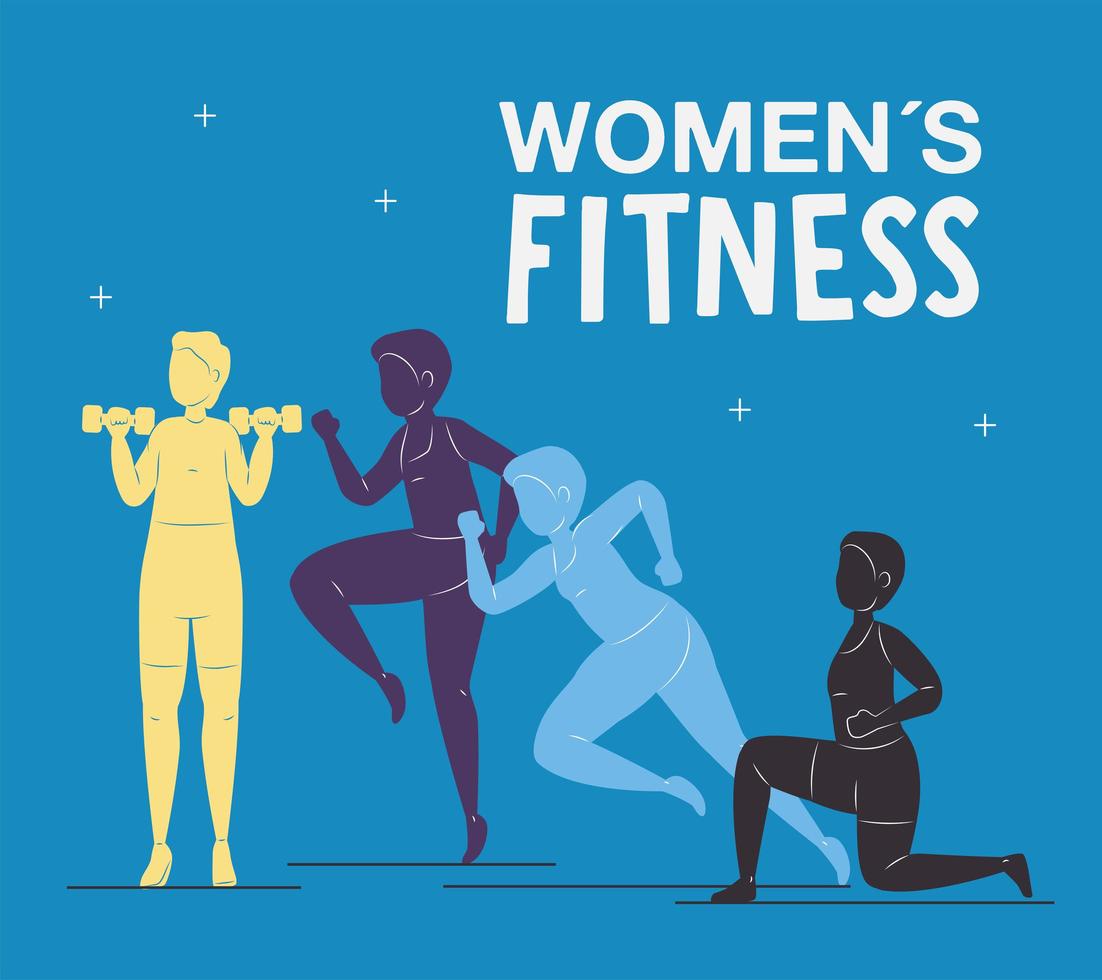 womens fitness silhouettes vector