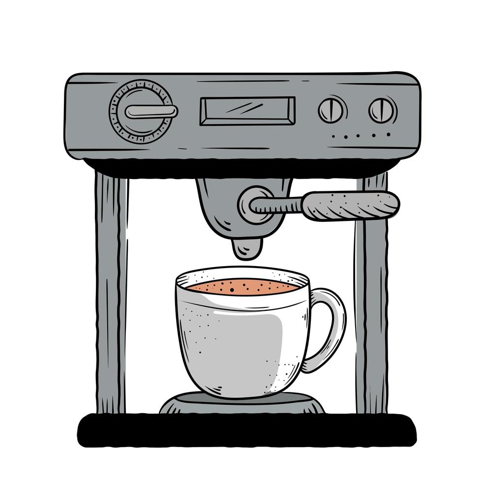doodle de la máquina de café vector
